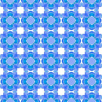 Exotic seamless pattern. Blue modern boho chic summer design. Textile ready outstanding print, swimwear fabric, wallpaper, wrapping. Summer exotic seamless border.