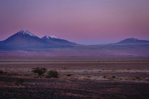 Licancabur volcano at sunrise, San Pedro de Atacama, Desert arid landscape, Chile, South America