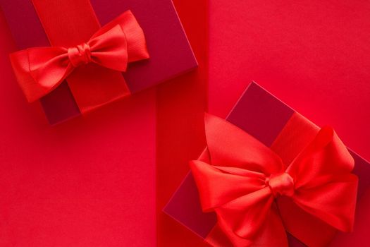 Romantic celebration, lifestyle and birthday present concept - Luxury holiday gifts on red