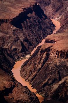 Grand Canyon south rim and Colorado River at sunset, Arizona, United States