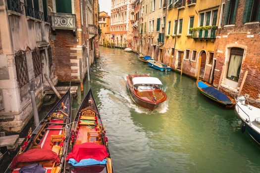 Peaceful Canal scenary in romantic Venice at springtime, Northern Italy