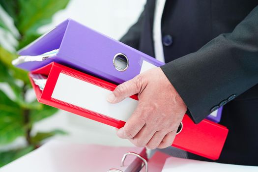 Business woman busy working with documents in office.