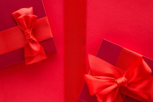 Romantic celebration, lifestyle and birthday present concept - Luxury holiday gifts on red