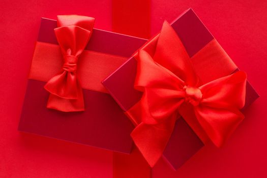 Romantic celebration, lifestyle and birthday present concept - Luxury holiday gifts on red