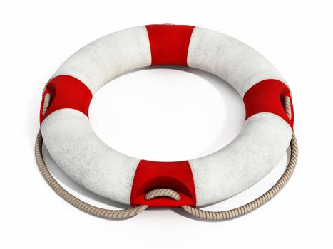 Life buoy isolated on white background. 3D illustration.