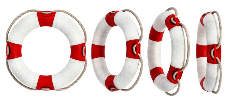 Life buoy isolated on white background. 3D illustration.