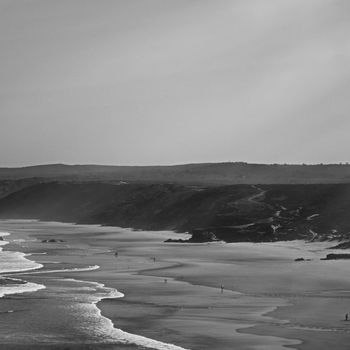 Coastal art print, monochrome and seascape concept - Atlantic ocean coast scenery, fine art