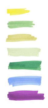 Artistic pallete. Pen markers painting on white background. Colorful smears.