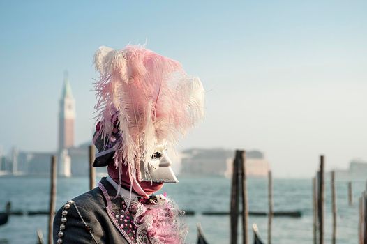 VENICE, ITALY - Febrary 21 2019: The masks of the Venice carnival 2019