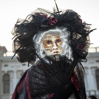 VENICE, ITALY - Febrary 21 2019: The masks of the Venice carnival 2019