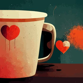 coffee cup illustration. i love coffee illustration.