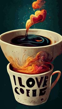 coffee cup illustration. i love coffee illustration.