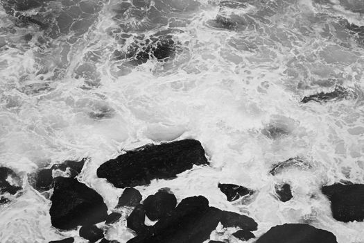 Coastal art print, monochrome and seascape concept - Atlantic ocean coast scenery, fine art