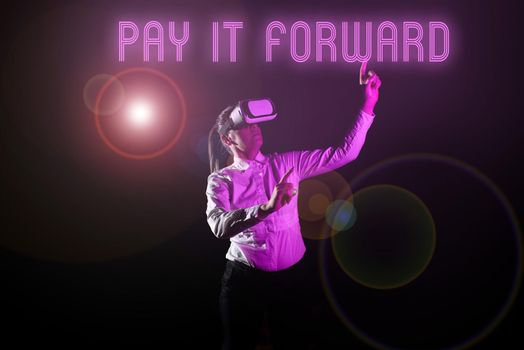 Inspiration showing sign Pay It Forward, Internet Concept Do the payment a certain amount of time after purchasing Man In A Suit Showing Crucial Data Charts And Growth In Business.