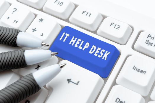 Writing displaying text It Help Desk, Business overview Online support assistance helping showing with technology Paper Wraps Placed Around Speech Bubble With Important Information.