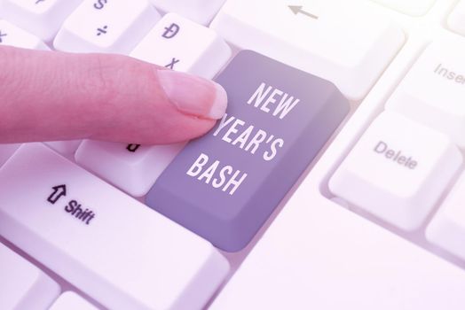 Inspiration showing sign New Year S Bash, Business overview Celebration of the 365 days coming Happy party time Four Notes Sticked On Wall With Important Messages Above Desk With Tape.