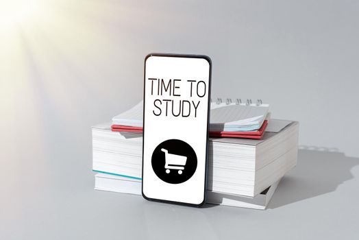 Text sign showing Time To Study, Internet Concept Exams ahead need concentrate in studies learn the lesson Woman Holding Tablet And Pointing Important Informations With Pen In Hand.