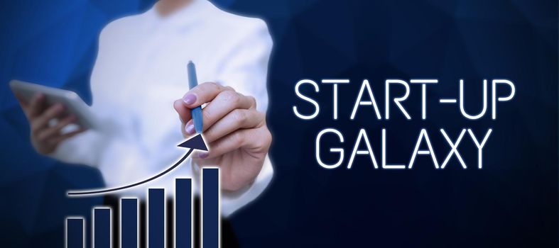 Text caption presenting Start Up Galaxy, Business approach Newly emerged business created by new entrepreneurs Illustration Colleagues Clapping Hands In Office, Agreeing With Same Idea.