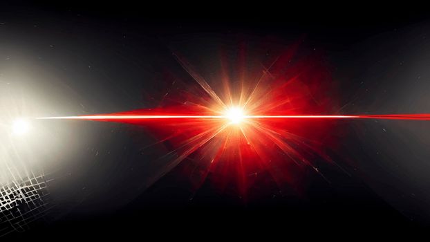 Red Light Lens flare on black background. Light Lens flare on black background. Lens flare with bright light isolated with a black background. Used for textures and materials.