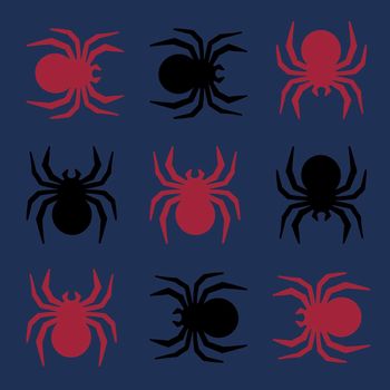 Happy Halloween background. Nightmare monster big spider. Design for concept wallpaper, posters, wrapping paper or cards. Cartoon style. Doodles illustration