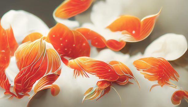 3D render abstract goldfish texture background series design for creative wallpaper or design art work. Creativity and imagination.