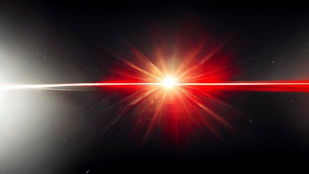 Red Light Lens flare on black background. Light Lens flare on black background. Lens flare with bright light isolated with a black background. Used for textures and materials.