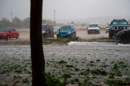Hailstorm caused by a DANA in Barcelona- El Bruc, Spain 25 August 2022 . natural light
