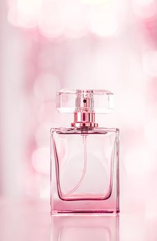 Perfume bottle on glamour background, floral feminine scent, fragrance and eau de parfum as luxury holiday gift, cosmetic and beauty brand present concept