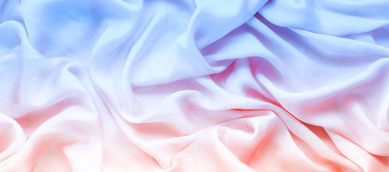 Neon soft silk waves, flatlay - elegant fabric textures, abstract backgrounds and modern pastel colours concept. Feel the sense of timeless luxury