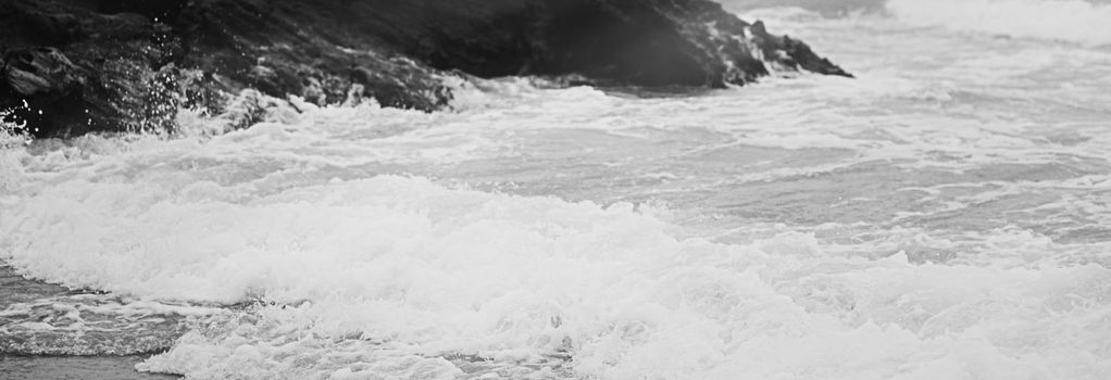 Coastal art print, monochrome and seascape concept - Atlantic ocean coast scenery, fine art