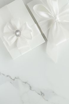 Romantic celebration, lifestyle and holiday present concept - Luxury wedding gifts on marble