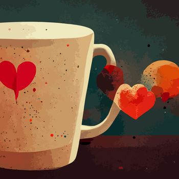 coffee cup illustration. i love coffee illustration.