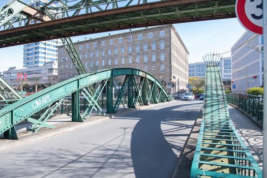 Wuppertal Suspension Railway train in Germany. The unique electric monorail system is Wuppertal's landmark. North Rhine-Westphalia, High quality photo