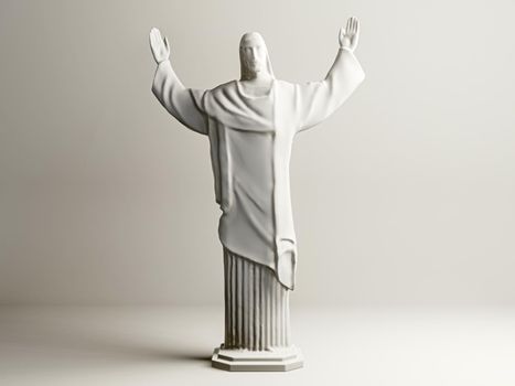 jesus statue isolated on white background 3d illustration