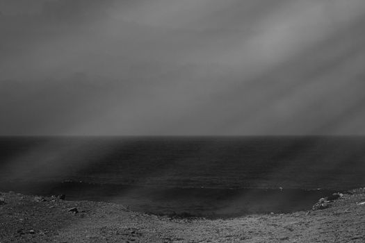 Coastal art print, monochrome and seascape concept - Atlantic ocean coast scenery, fine art