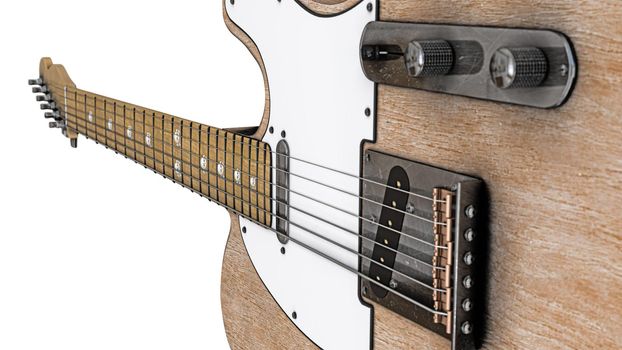 electric guitar isolated on white background 3d illustration
