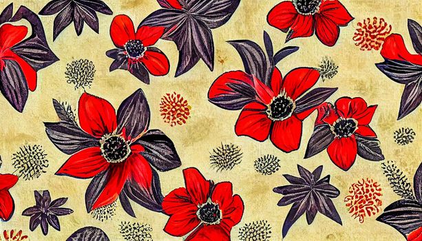 3D illustration Liberty Flower Pattern Floral Background Design For Fashion Wallpapers Print A Lot Of Different Flowers On The Field Liberty Style Millefleurs