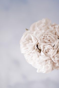 Bridal bouquet of white roses - wedding day, floral beauty, luxury event decoration concept. The happiest day of our lives