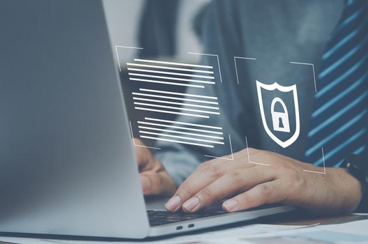 Protect your computer by using a password to prevent identity theft. technology digital cyber network internet privacy access information business concept.