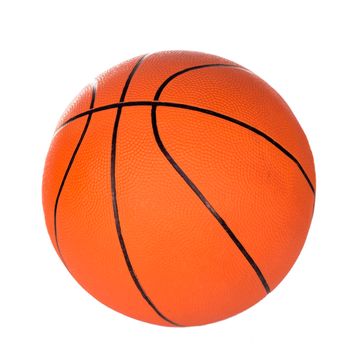 Ball for game in basketball of orange colour isolated on white background