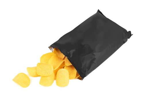Potato chips bag isolated on white background