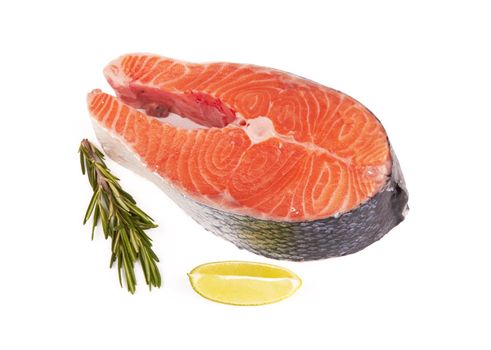 Salmon steak isolated on a white background