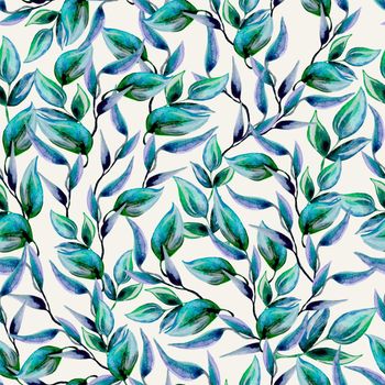 Watercolor leaf pattern.Seamless pattern can be used for wallpaper,pattern fills,web page background,surface textures