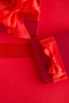 Romantic celebration, lifestyle and birthday present concept - Luxury holiday gifts on red