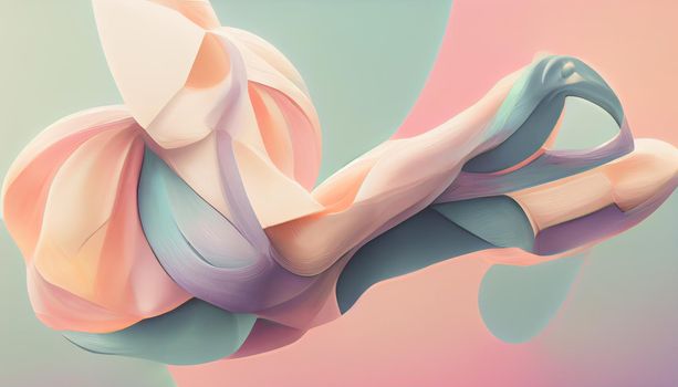 Abstract 3D Render ballerina curvy extrusions in vivid pastel colors