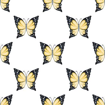 watercolor yellow butterflies seamless patter non white background