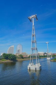 Yokohama Minato Mirai Ropeway Construction Landscape. Shooting Location: Yokohama-city kanagawa prefecture