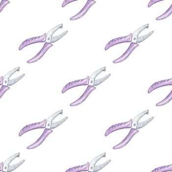 Watercolor hole puncher seamless pattern on white background