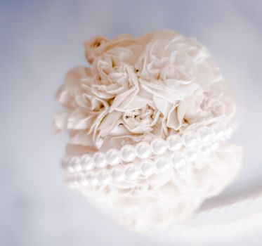 Bridal bouquet of white roses - wedding day, floral beauty, luxury event decoration concept. The happiest day of our lives