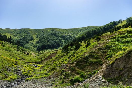 Mountain landscape in famous recreation zone of Guria region in western part of Georgia